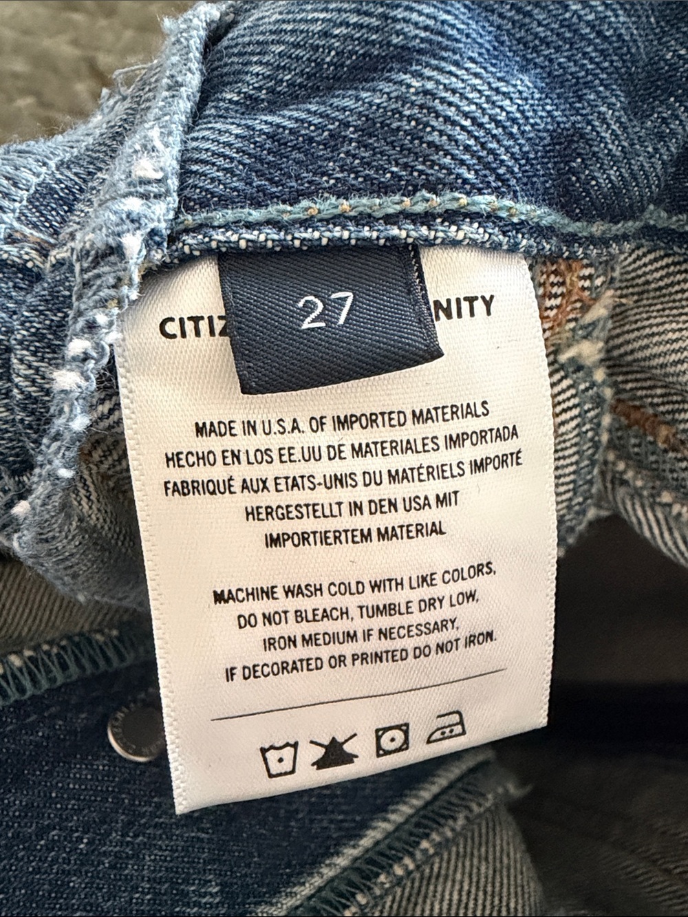 Citizens of Humanity Raian Splice Rework Denim Jean Midi Skirt patchwork size 27 - Picture 14 of 16